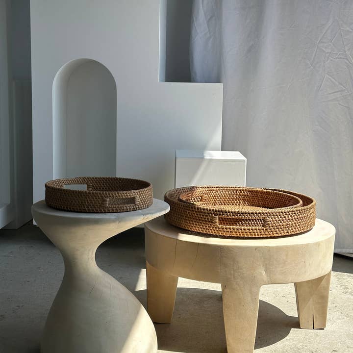 Office Objets - Wholesale Basket - Set of three handcrafted Indonesian wicker baskets in natural rattan (caramel)17