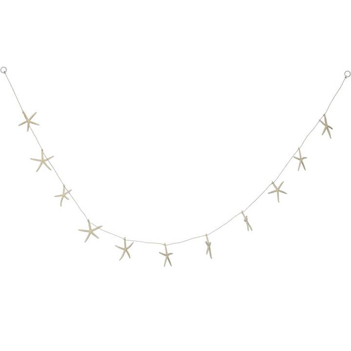 Eleven White Finger Starfish Garland 72" for wholesale by HS Seashells