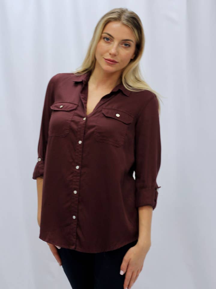 Haut à nouer Celeste - Bordeaux pour la vente par Given Kale