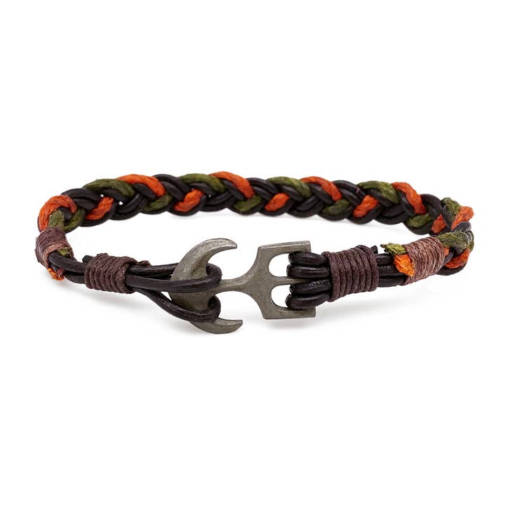 Anju Jewelry – wholesale Smycken - Herr – Aadi grön och orange fläta ankare lås mäns armband