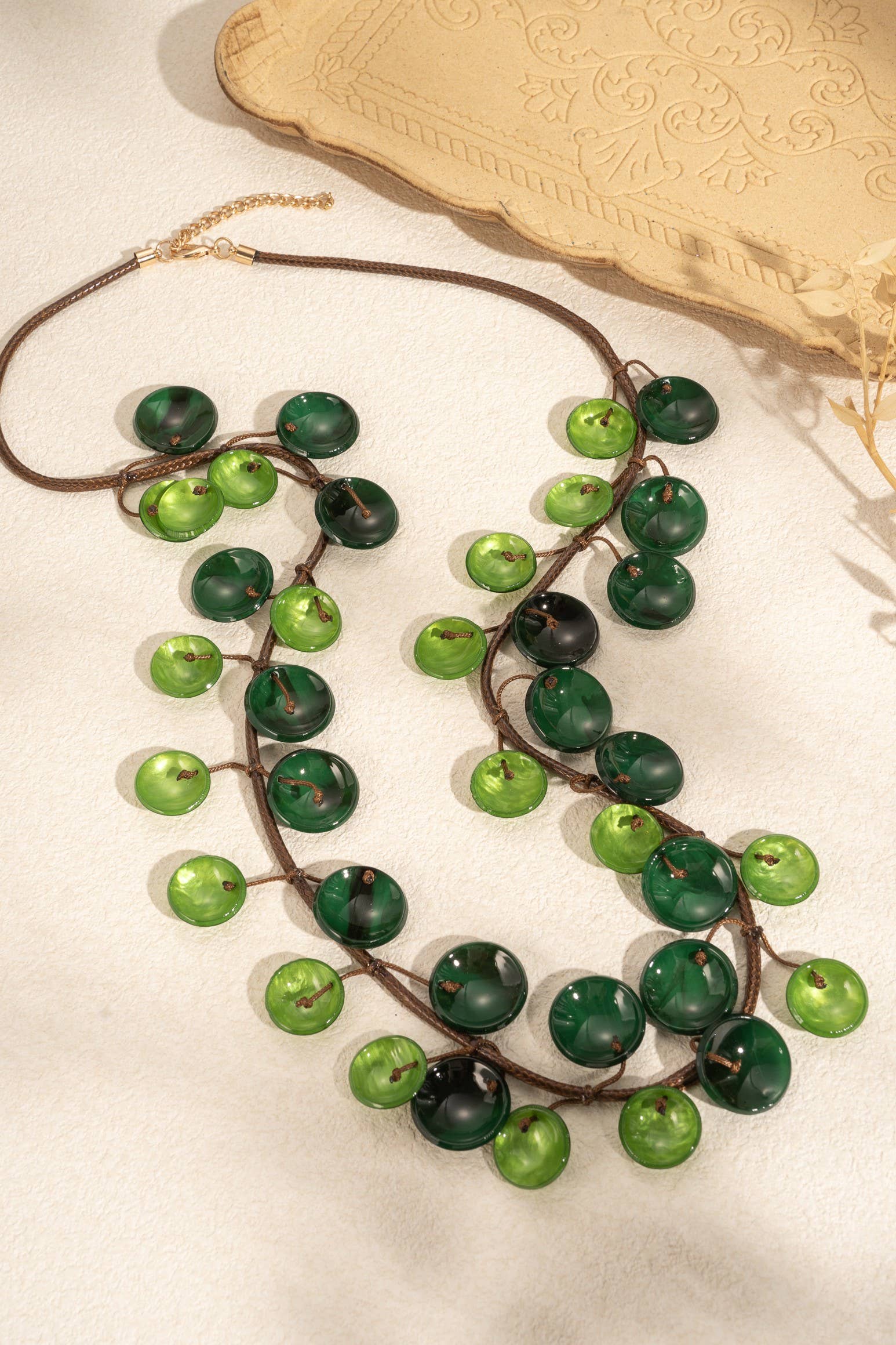 COSMOS - Wholesale Beaded/Pearl Necklace - Bohemian Chic Natural Marbled Resin Necklace5