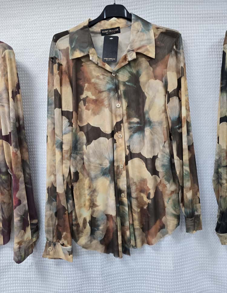 Black Vintage Floral Sateen Sheer Shirt for wholesale on Faire2