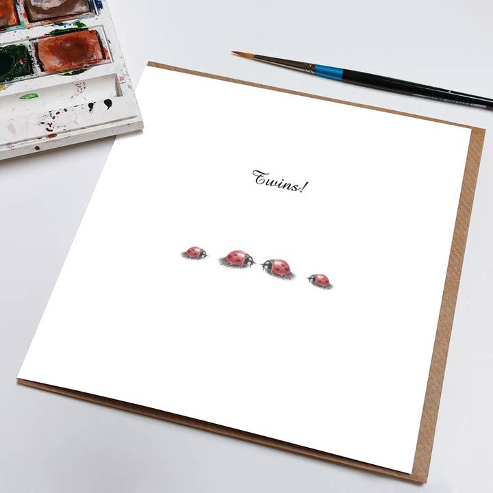Cute Twins Card - Twins announcement Cards for wholesale by Rebecca Christian