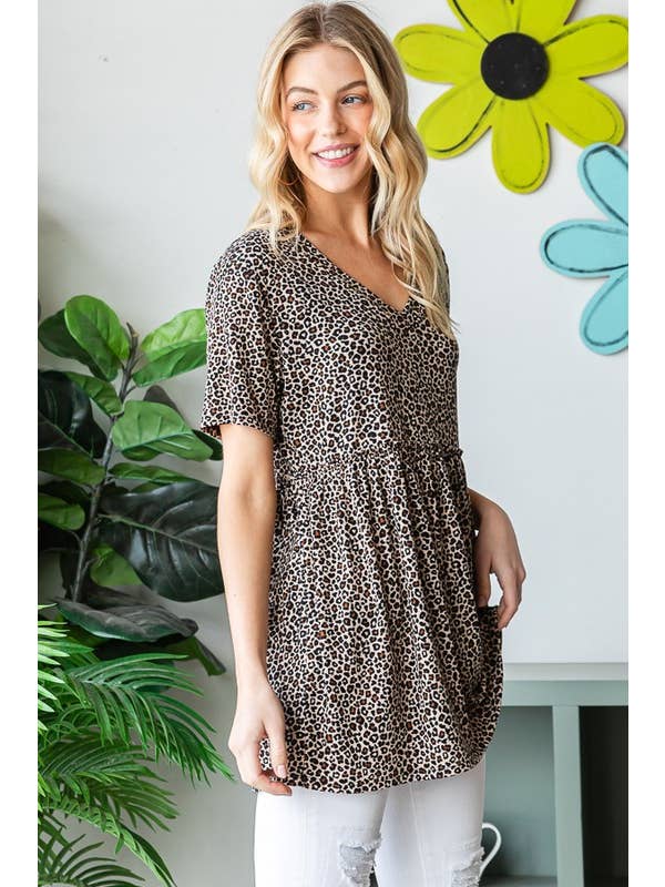 Black ST1875-38 ANIMAL BABYDOLL TOP for wholesale on Faire