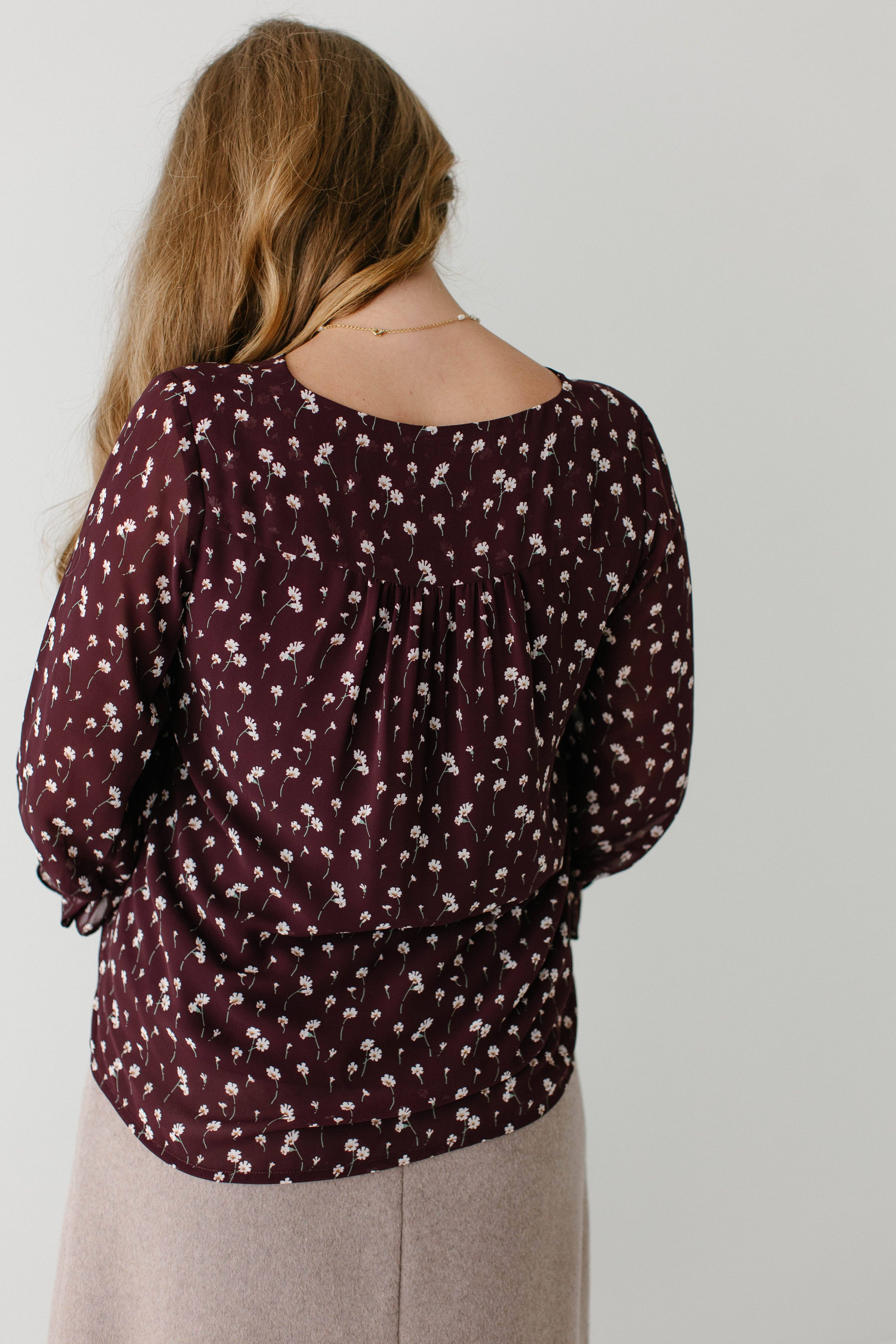 Vino Blusa floreale a maniche 3/4 'Clarissa' in vendita all'ingrosso su Faire5