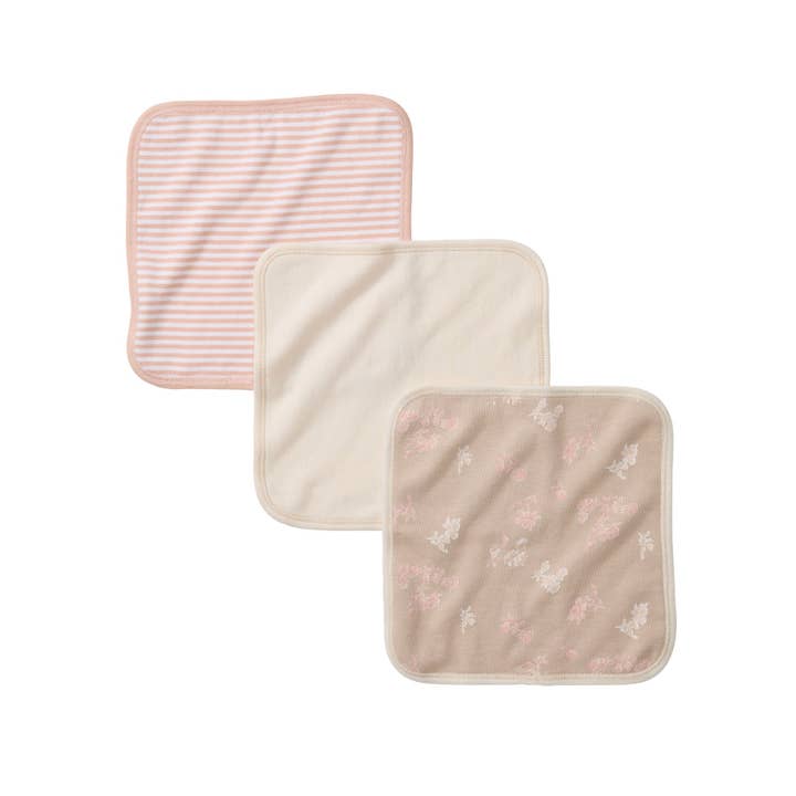 Hummus Set of 3 Whimsical Floral Knit Terry Washcloths for wholesale on Faire