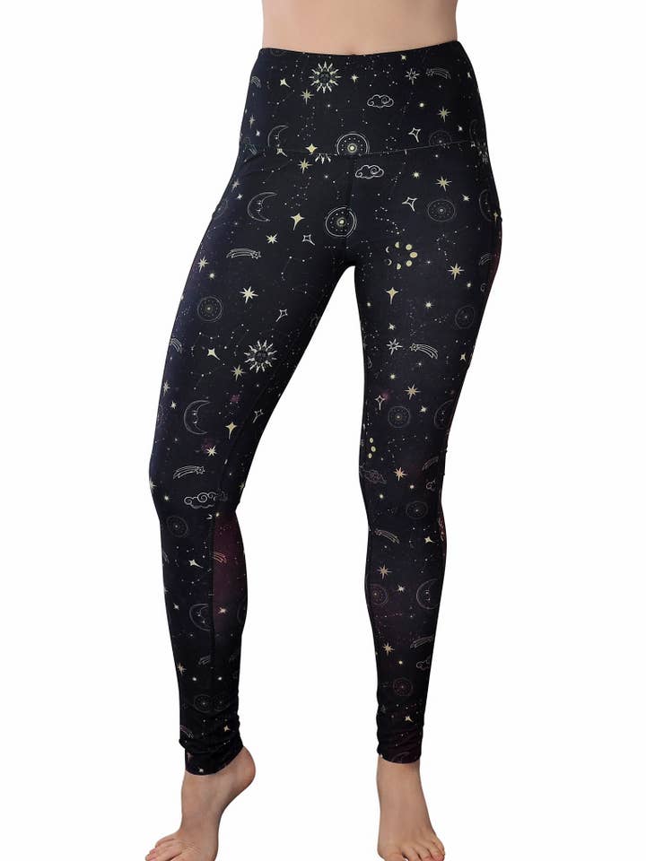 Comfy Yoga - Wholesale Athletic/Lounge Leggings - Women's - "Stardust" Celestial Galaxy Print Yoga Pants w Pockets