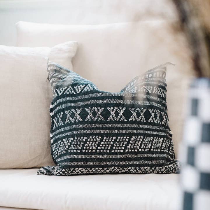 Desert Stripe Cactus Silk Pillow | Black for wholesale by Apartment F - shipping from Austin, TX
