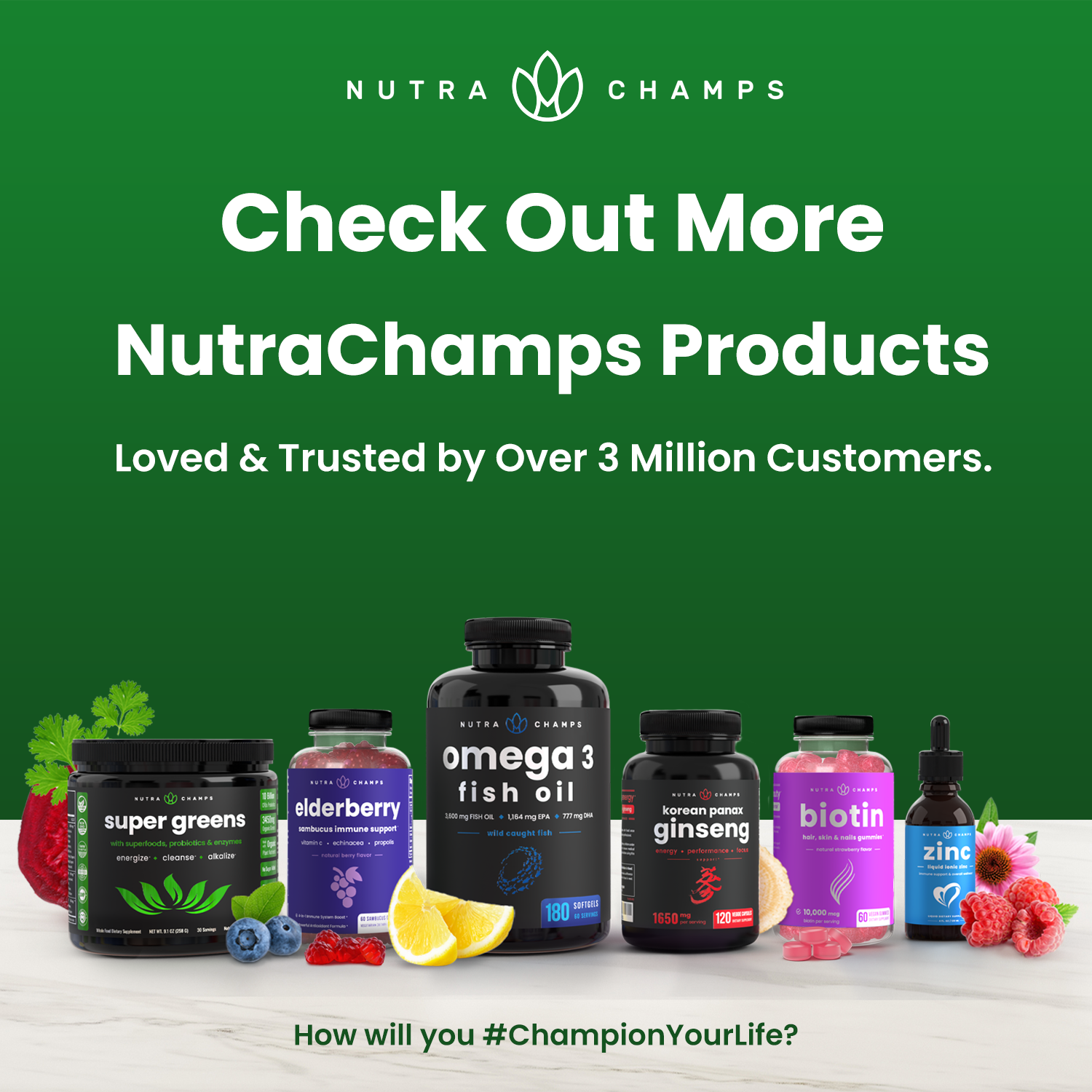 NutraChamps - Wholesale Protein/Superfood Powder - Super Greens Powder Premium Antioxidant Superfood 7