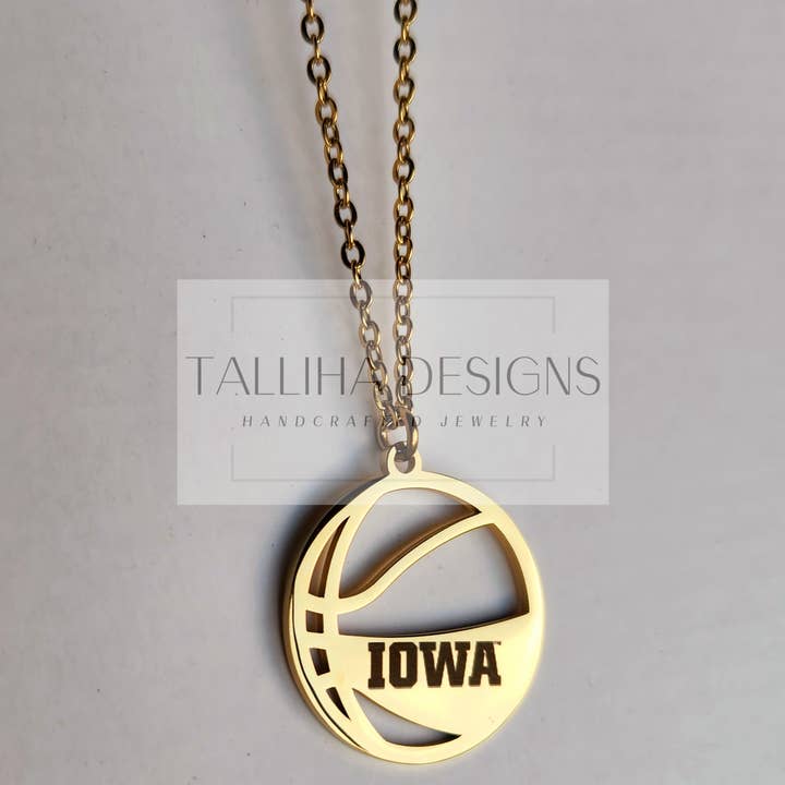 Talliha Designs - Wholesale Pendant/Charm Necklace - University of Iowa Hawkeye Stainless Steel Engraved Necklace