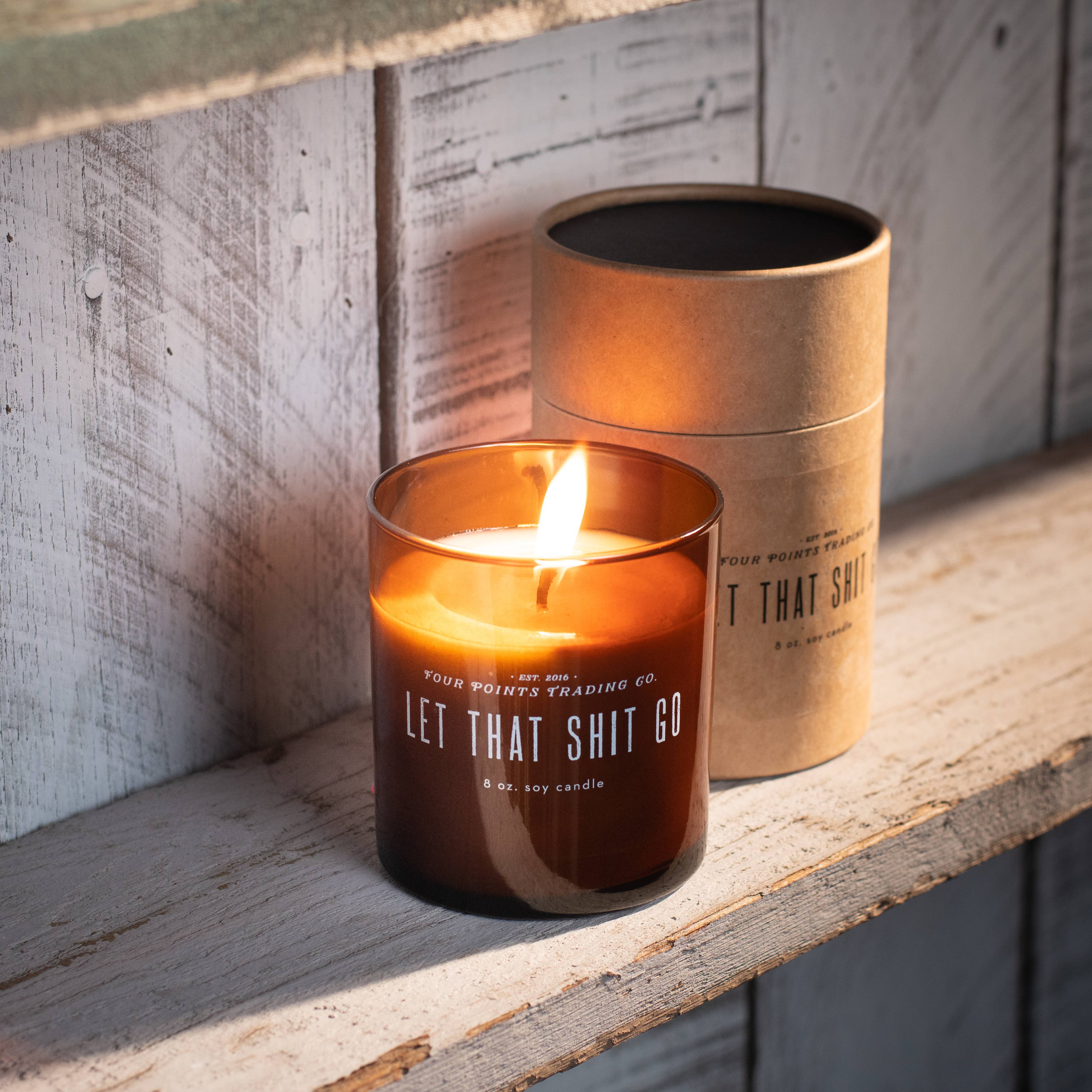 Four Points Trading Co - Wholesale Jar/Filled Candle - Scentiments: Let That Shit Go 8 oz Soy Candle1