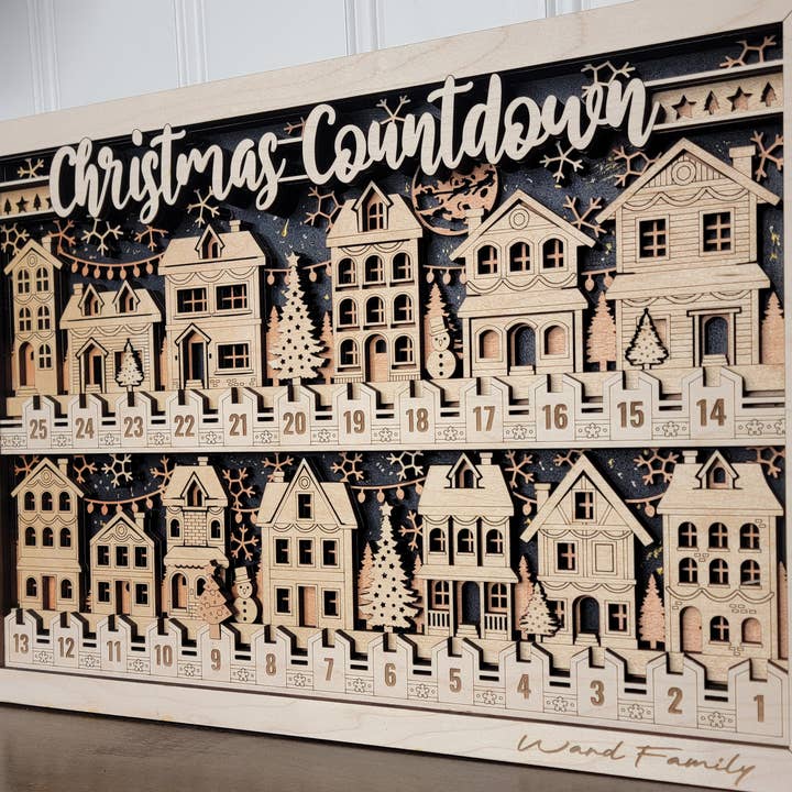 OBX Prep - Wholesale Christmas decoration - Handcrafted Baltic Birch Christmas Countdown Village1