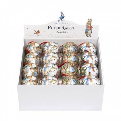 Display 32 julekugler i metal - Peter Rabbit for engroshandel hos Maison Royal Garden