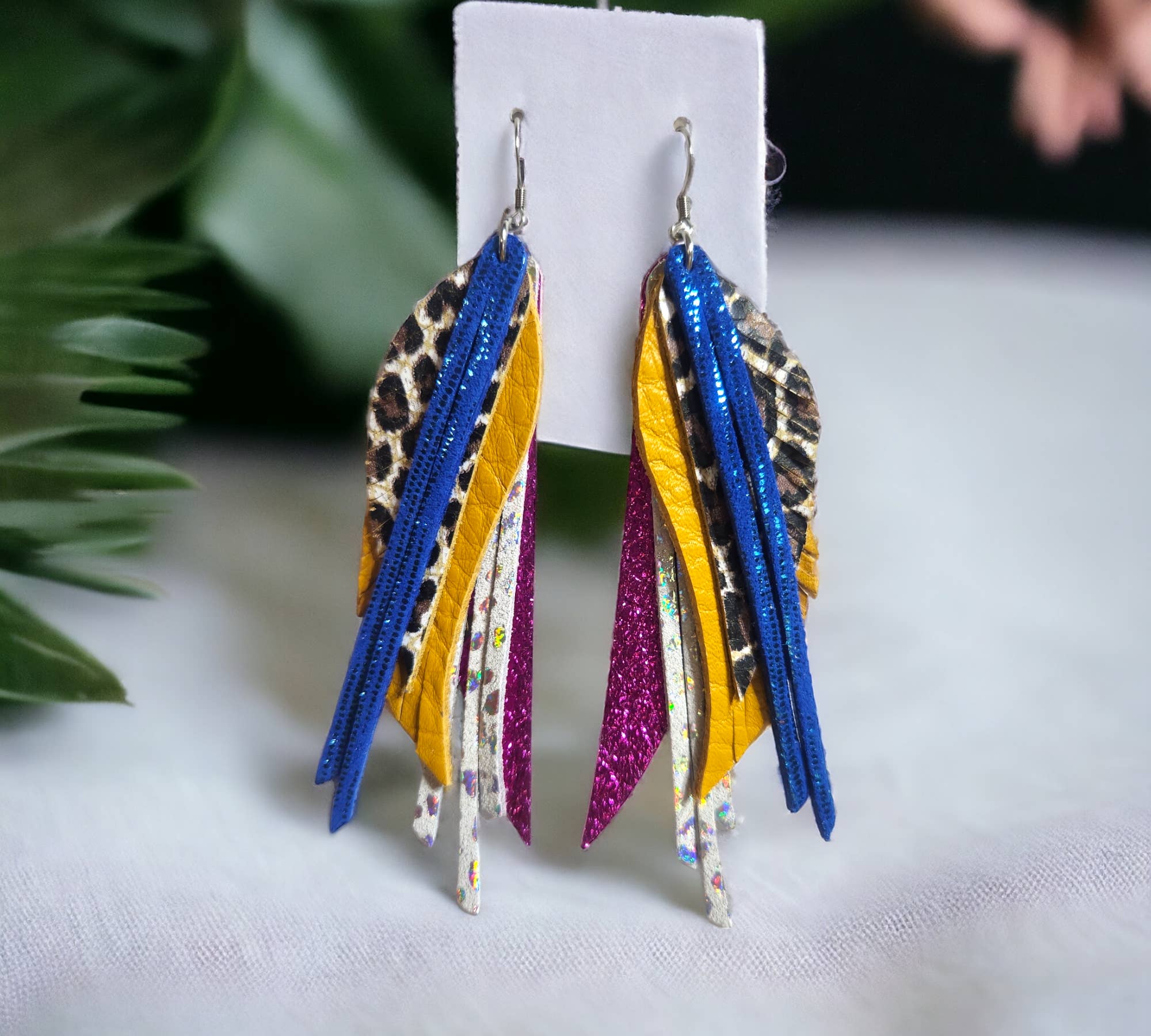 Bushleys Beauties, LLC - Wholesale Tassel Earrings - Colorful stacked feather earrings