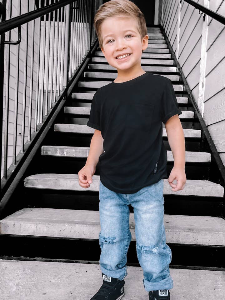 Little Bipsy - Vente Jean – enfant - Denim vieilli à coupe décontractée6