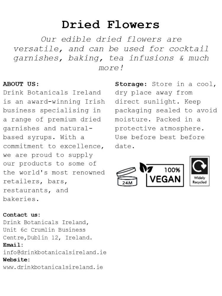 Drink Botanicals Ireland - Wholesale Dried/Pressed Flowers - Dried Edible Mixed Flowers3