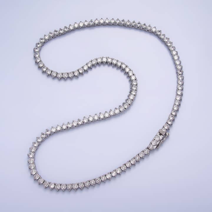 Aim Eternal – wholesale Link & chain necklace – Silver Clear CZ Tennis Chain Necklace | WA-26620