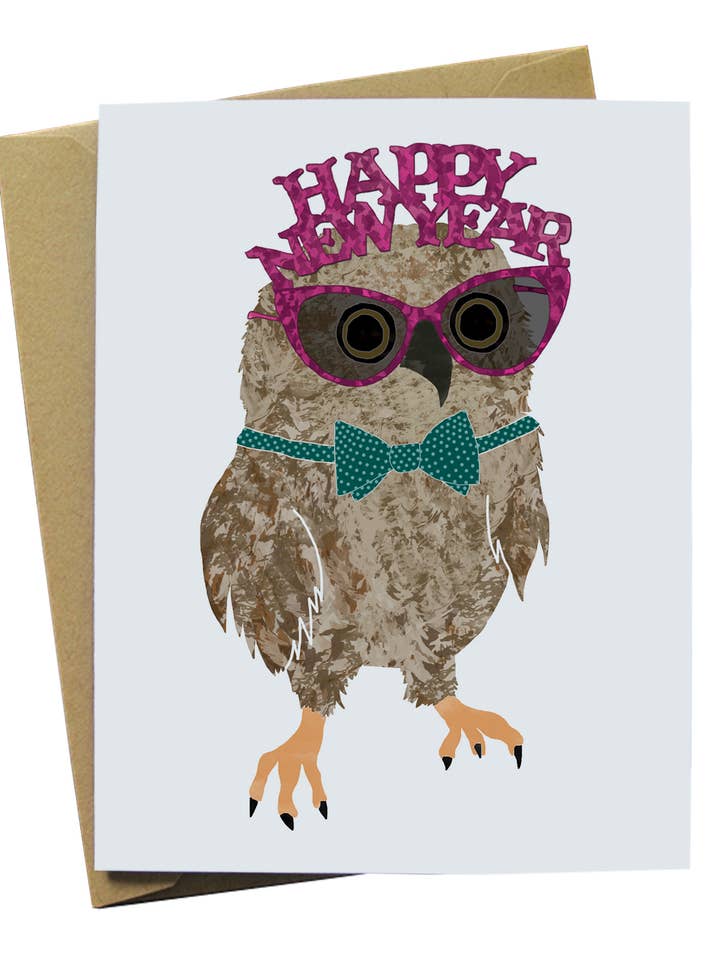 Ugle nytår Card for engroshandel hos Paper Wolf Design
