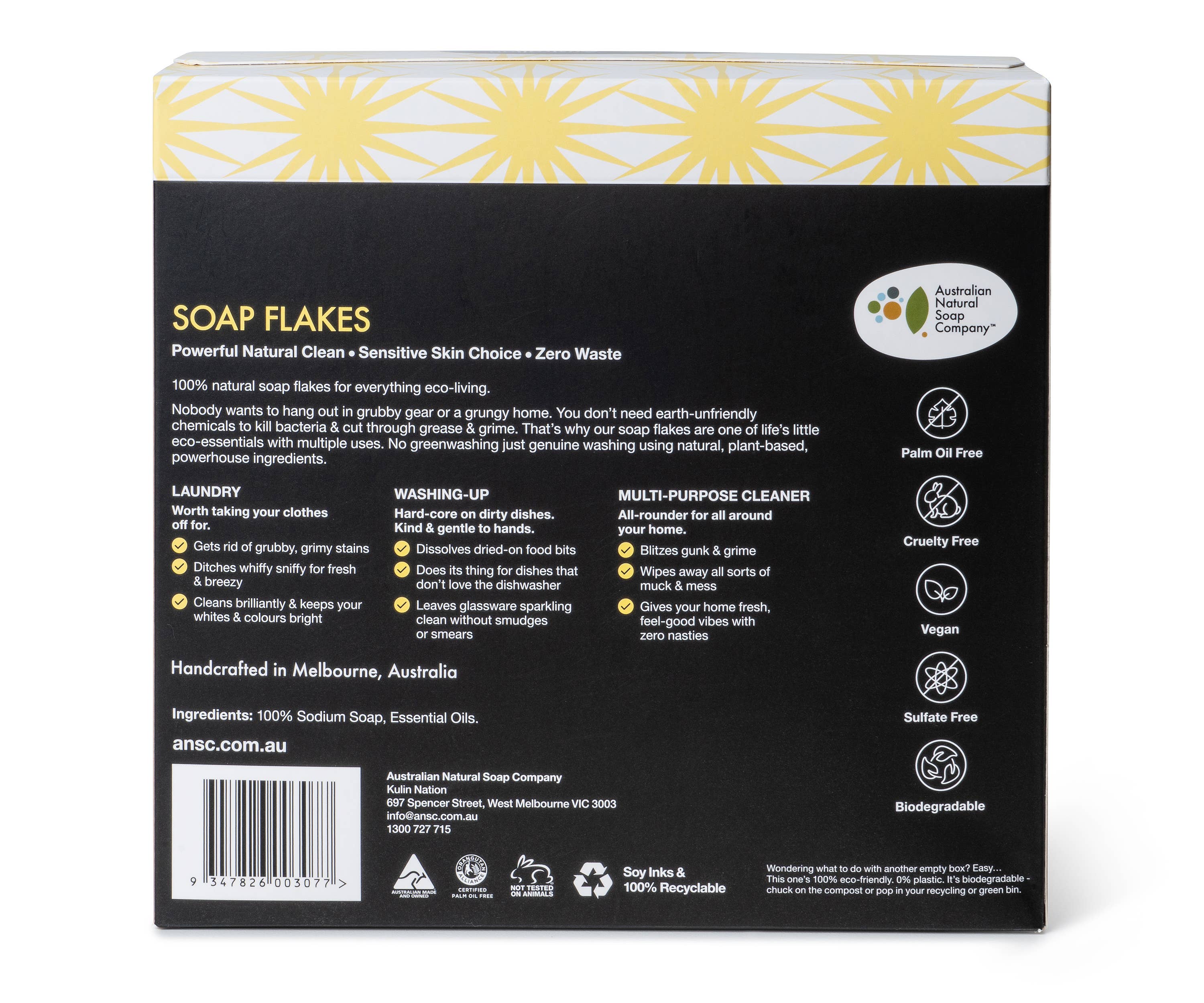 Australian Natural Soap Company - Wholesale Laundry Detergent Powder/Pods - Natural Soap Flakes - Eco-Living Laundry Product1