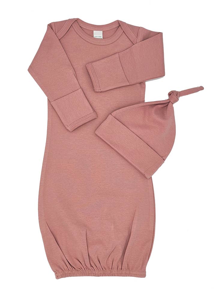 MONAG - Wholesale Clothing Set - Baby - Organic Long Sleeve Baby gown and knotted Beanie Gift Set
