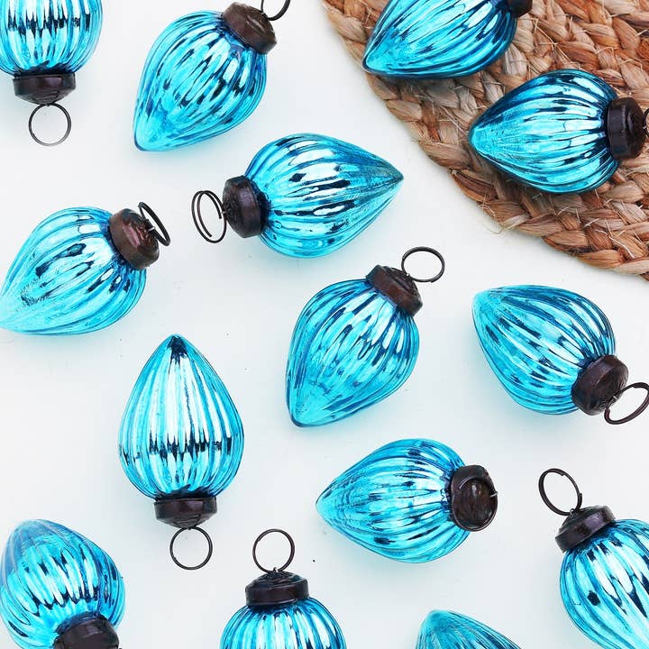 60 Turquoise Glass Pinecone Christmas Ornaments for New Year for wholesale on Faire