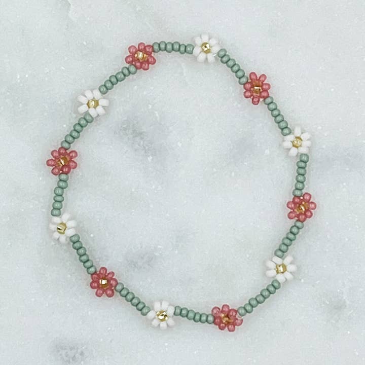 Spring Cosmos armband/enkelbandje voor wholesale door Dainty Daisy Bead Co.