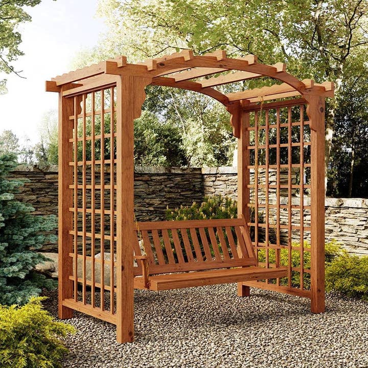 The Porch Swing Company - Wholesale Swing Set - Keystone Amish Co. Georgetown Cedar Arbor With Swing Set