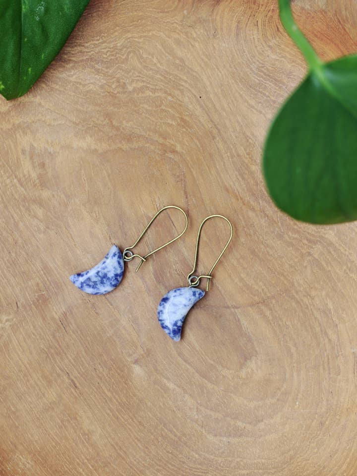 Juego de aretes de luna de cristal de sodalita para venta al por mayor de Three Witches Tea Shop