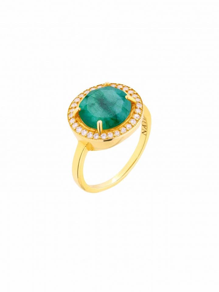 Emerald CZ Diamonds ronde modieuze ring voor wholesale door Nayla Jewelry