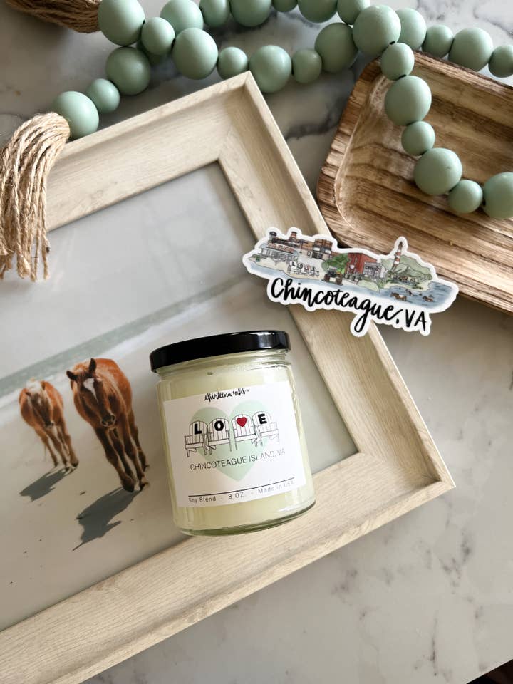 Chincoteague, VA Virginia LOVE candle for wholesale by Thirteenwinks