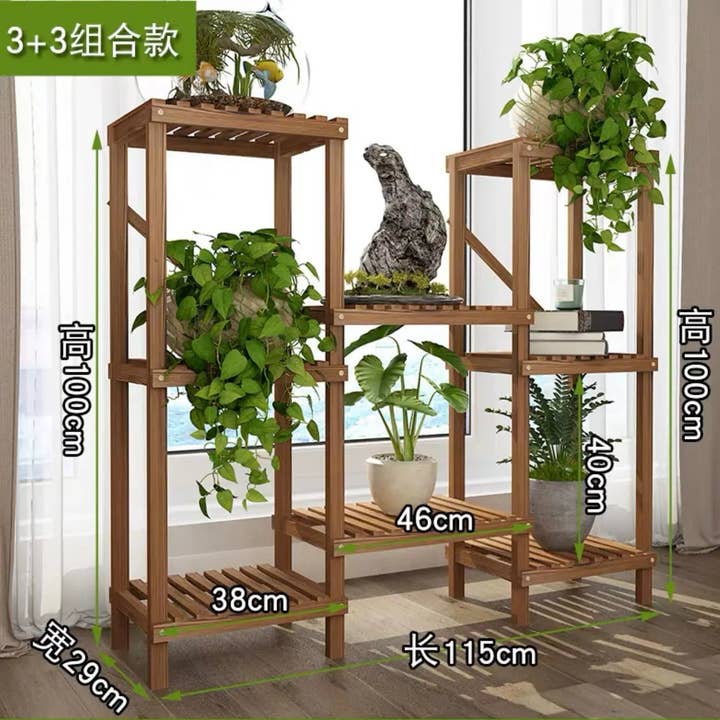 everythingbamboo - Wholesale Plant Pot Stand - Large Wooden Shelf Plant Stand Divider Display Balcony Pot Stand Ladder Solid Timber Elegant Indoor Outdoor1