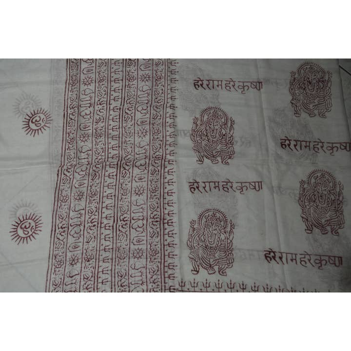OMSutra – Cachecol - Mulher por atacado – OM Hand Block Bhakti Yoga Oração Sânscrito Hindu Mantra Shawl3