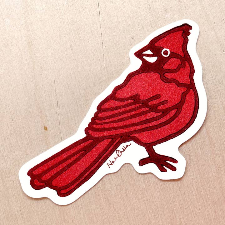 Cardinal Diecut Sticker for wholesale by Nan Onkka Prints