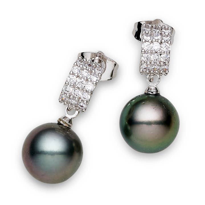 Tahitiaanse Zuidzee zwarte parels Tilba oorbellen 11-12 mm AA voor wholesale door Vayo Pearls