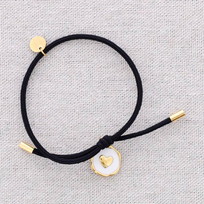 Elastic Steel Bracelet with Enamel Heart Pendant for wholesale by Sonata