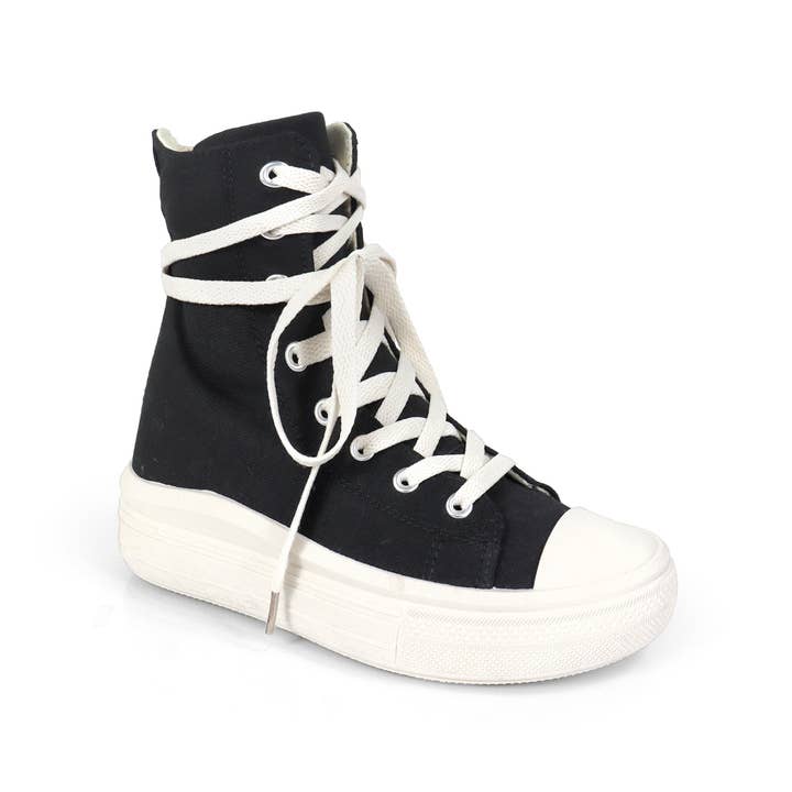 BASKETS MONTANTES À LACETS SWOOSH-1 NOIR pour la vente par Liliana Shoes