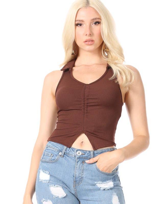 Collar Cinch Top for wholesale by VIBE Apparel Co