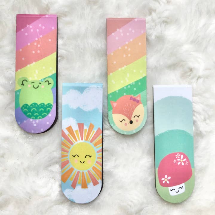 Marque-pages magnétiques à thème forestier - Soleil, Renard, Grenouille, Champignon pour la vente par Charley & Ruth Designs