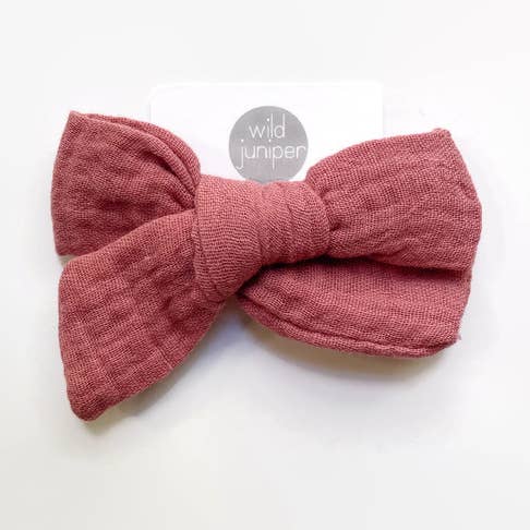 Wild Juniper - Wholesale Hair Bow - Kids - Baby Girl Linen Hair Bow Clip - Blush Pink0