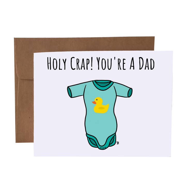 Holy Crap You're A Dad | Baby Shower Congrats Greeting Card for wholesale by SKP ink