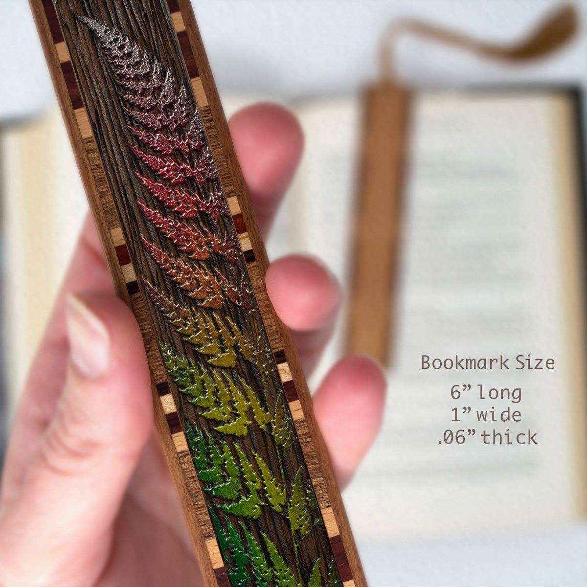 Mitercraft - Vente Marque-page - Marque-page en bois gravé avec une couleur ajoutée2