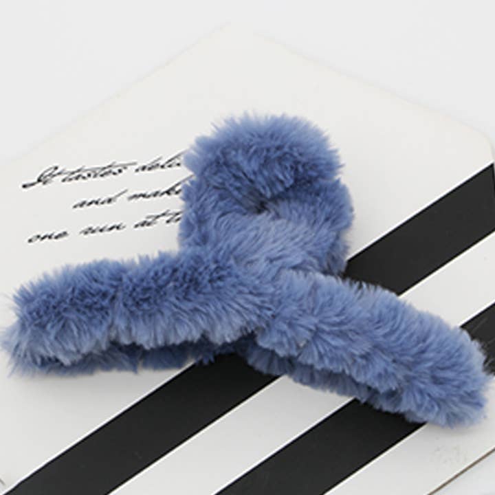 ACCITY - Wholesale Hair Clip - Women's - MULTICOLOR FAUX RABBIT FUR HAIR CLAW CLIP TWIST_CWAHA01535