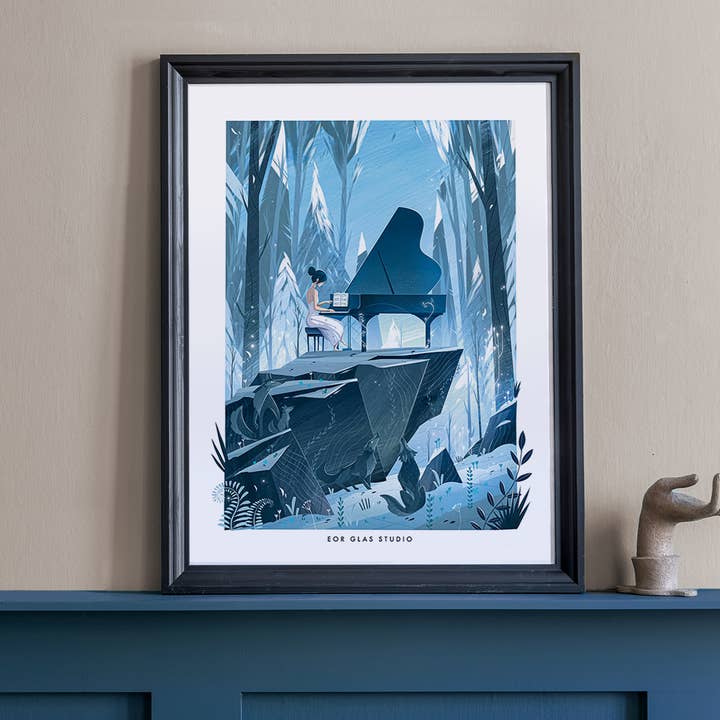 De pianiste - Illustratieposter formaat 30x40cm voor wholesale door EOR GLAS STUDIO