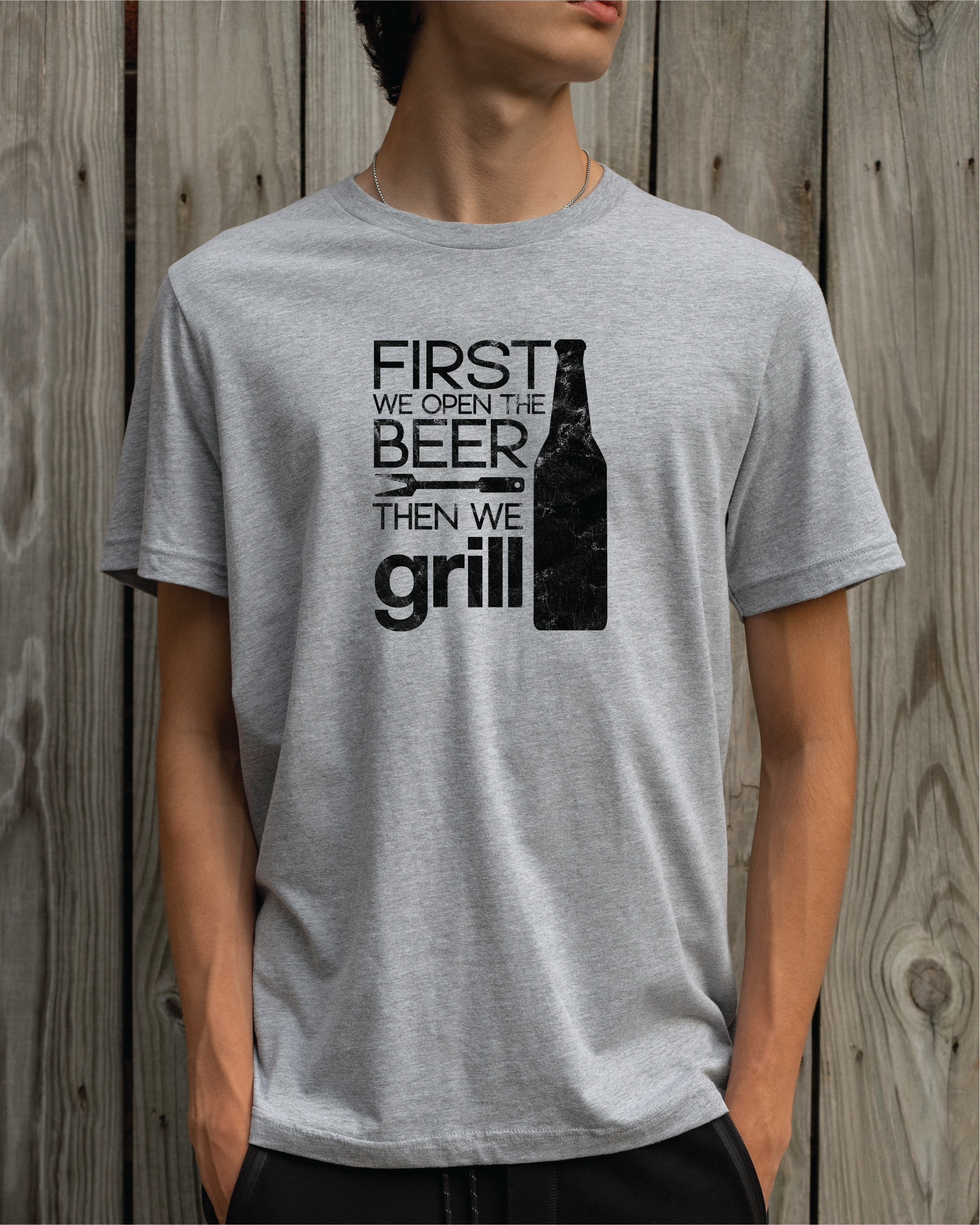 Minnesota Sisters – wholesale Screen printed t-shirt – Men′s – First We Open the Beer, Then We Grill - Men's Graphic Tee1