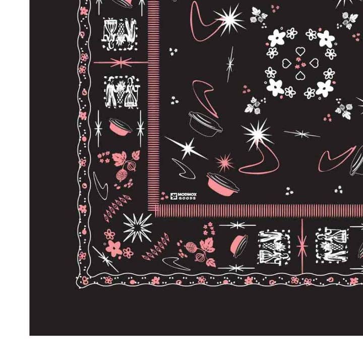 ModMoxGoods - Wholesale Bandana - Women's - BANDANA retro Pyrex BLACK 22" 100% Cotton vintage theme