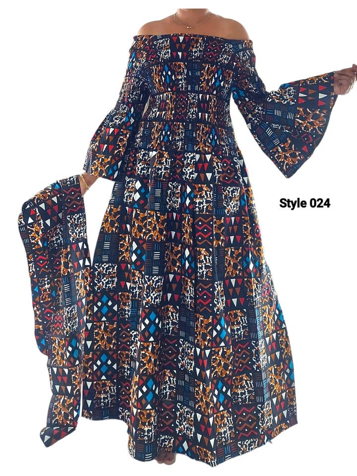 024 - Vestito lungo da donna, con stampa, colore: marrone per la vendita all'ingrosso da parte di India Batik