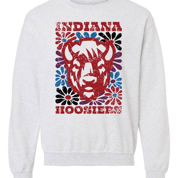 Indiana Bison Themed Groovy Floral Sweatshirt for wholesale by BB Subs and Screens