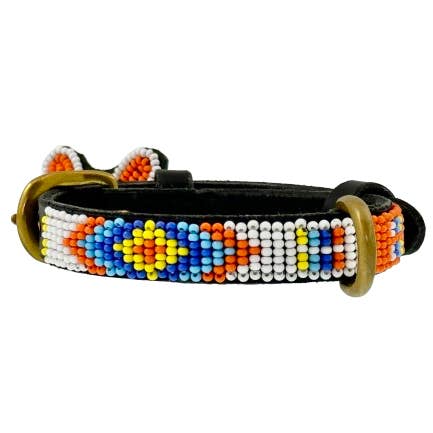 Hundehalsband Cimaroon aus handgefertigtem kenianischem Leder mit Perlen für den Großhandel von Kampuni