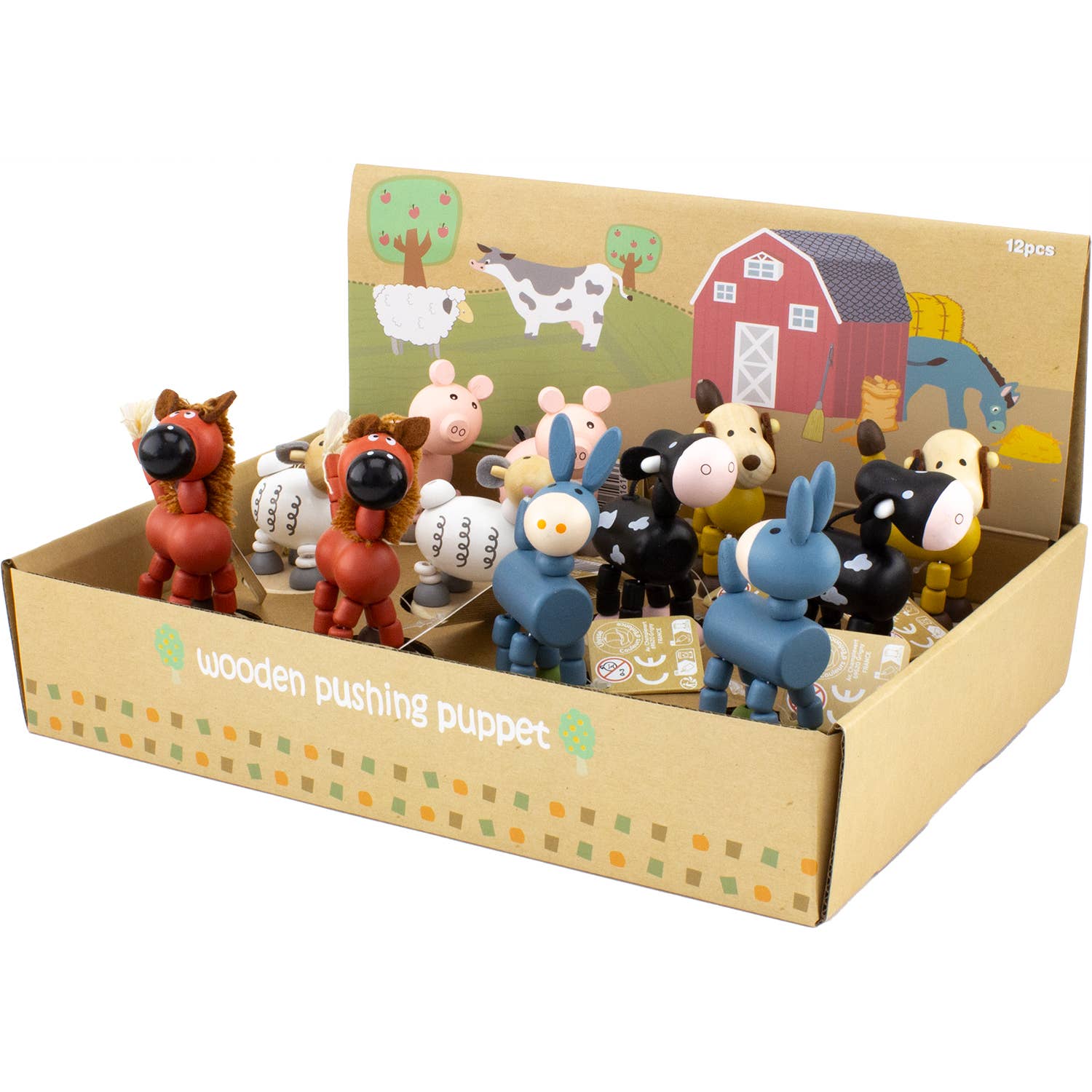 Ulysse Couleurs d'Enfance – wholesale Träleksak - Barn – WAKOUWA: bondgårdsdjur (set med 12)2