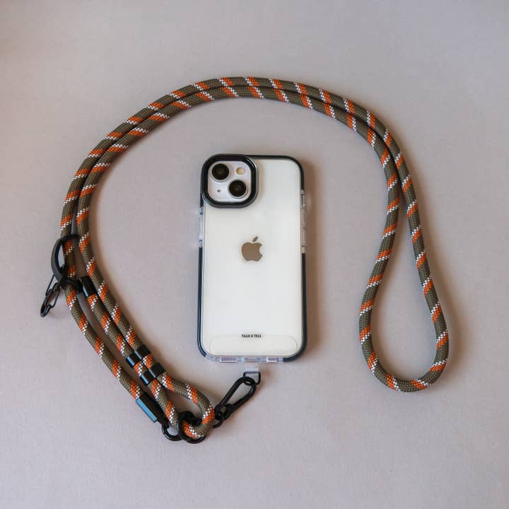 Khaki Orange Crossbody Lanyard Adjustable Phone Strap for wholesale by Talk and Tell